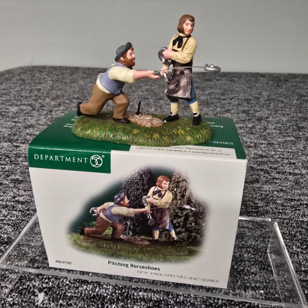 Dept 56 New England Village Pitching Horseshoes 56.57107 W/ Box Complete Retired